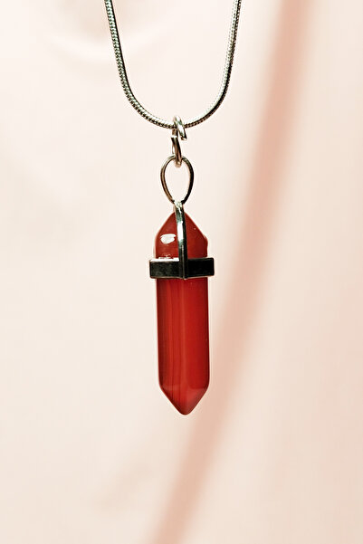 Genel Markalar Akik Doğal Taşı Zincirli El Yapımı Tasarımlı Kolye Uç: 3,5 cm ...