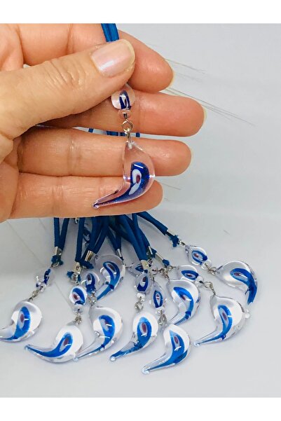 Azrua Ornament pentru oglindă auto din sticlă în formă de delfin, amulete pentru mașină, protecție împotriva ochilor răului