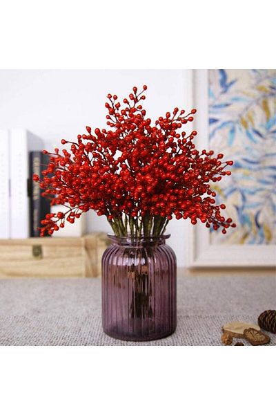 Yenigeldi 10Pcs Handmade Kokina Red Berry Christmas Ornament, Home Party Winter Christmas Christmas Ornament