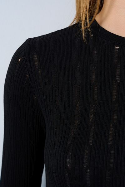 Qu Style Pulover negru ajurat TK 241076