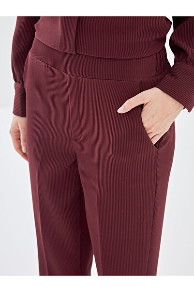 LC Waikiki Plum Elastic Waist Textured Women's Trousers