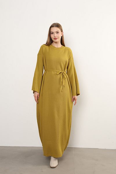 MANGOSTEEN Women's Knitwear Waist Tie Long Dress