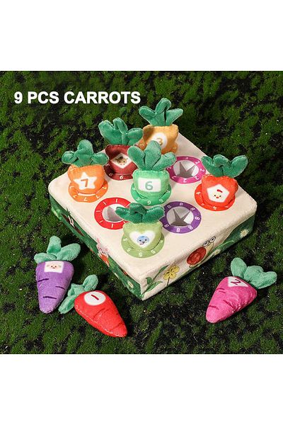 Choice 9pcs Montessori Carrot Pull Toddlers Toy, Numbers Colors Motor Skills Early Learning, Soft Washable