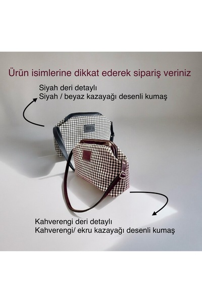 Nuggita Hidden Scholarship Clutch Hand / Shoulder Bag Houndstooth Patterned Black Leather Detailed