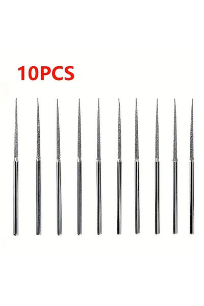 Choice 10PCS 10 Pcs 3mm Shank Diamond Grinding Head Burrs Punch Needle Drilling Bits Small Long Cone 1mm fo