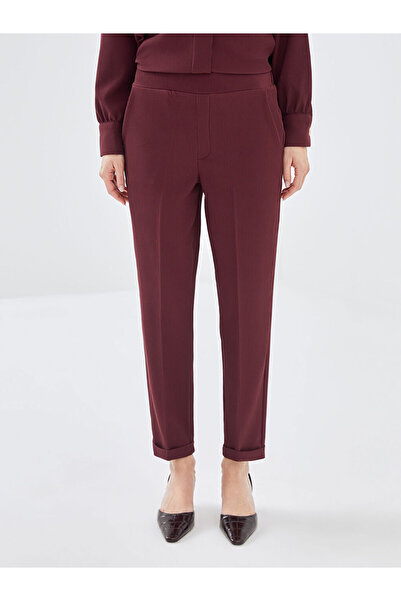 LC Waikiki Plum Elastic Waist Textured Women's Trousers