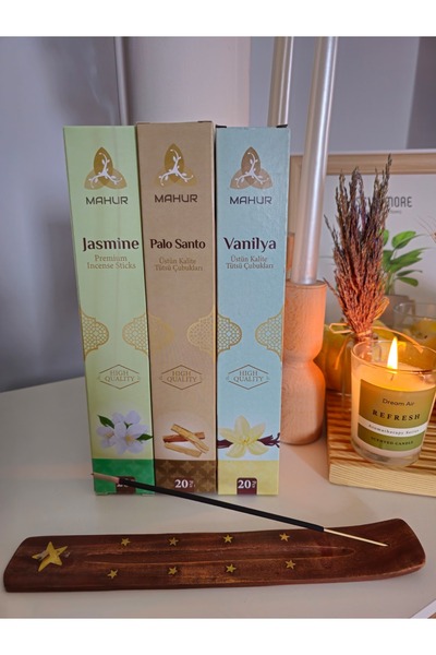 NEON PLUS 4'lü Tütsü Seti, Lavanta, Gardenya, Palo Santo  Ve Tütsü Kayığı  (T...