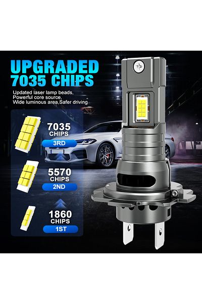 Choice لمبة أمامية LED صغيرة H7 قطعتان، 18 قطعة من رقائق CSP، مصابيح أمامية للسيارة، مصابيح ضباب Canbus H7 Led Turbo Auto