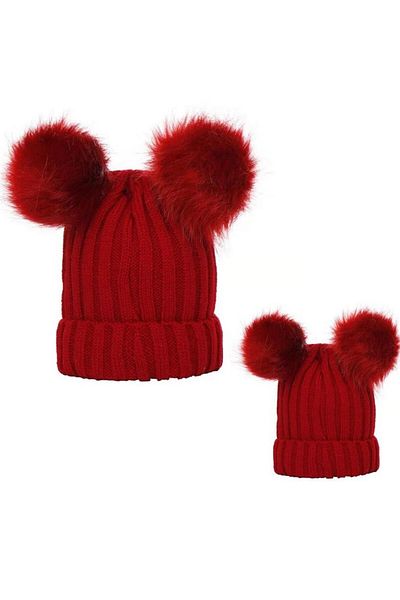 OEM Drool mother and child hat set (Color: Red)