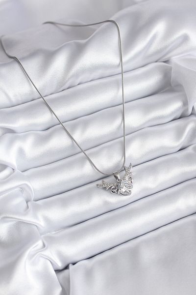 Skygo 316L Steel Silver Color Zircon Stone Horn Model Women's Necklace - TJ-BKO8133