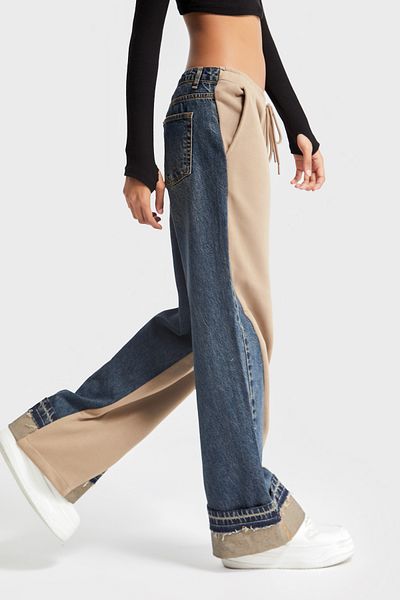 its basic Pantaloni de damă T. Jeans Color 2w48 tricotați din denim cu desfășurare în formă largi