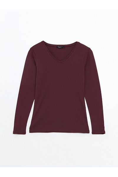 LC Waikiki Tricou de damă cu mânecă lungă, cu decolteu în V