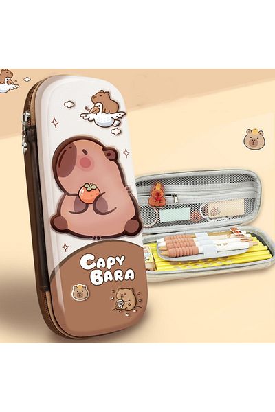 Choice Darkbrown Capybara 3d Stereo Cute Capybara Pencil Case Drop Resistant Waterproof Student School Supp