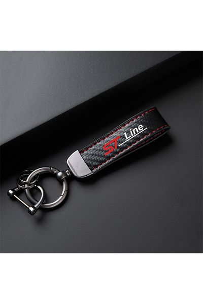 Choice Red Car Carbon Fiber Leather Keychain Horseshoe Buckle Jewelry For Ford St Line Stline Kuga Fiesta C