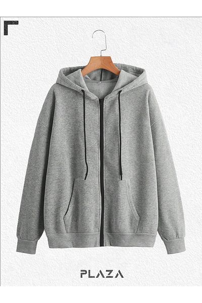 Plaza Butik Ζακέτα Fleece με κουκούλα με φερμουάρ 2 κλωστών
