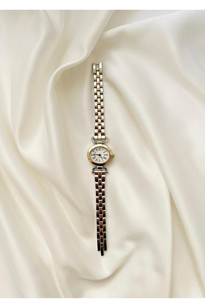 QUARTZ Minimal Steel Band Women Wrist Watch Silver-Gold Color