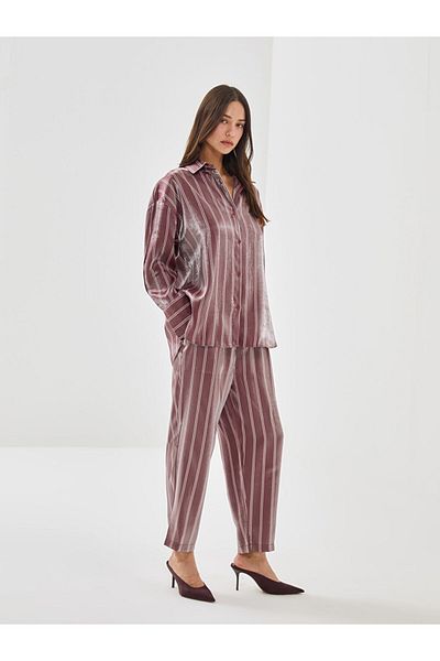 LC Waikiki Striped Satin Women's Trousers