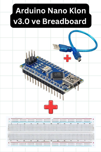 elektrik Arduino Nano Klon v3.0 ve Büyük Boy Breadboard Seti