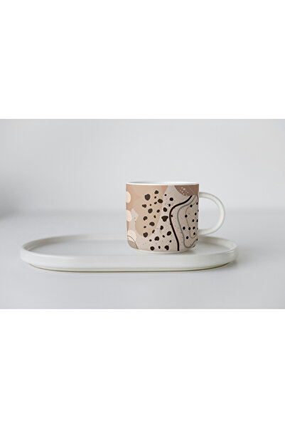 EYBaskı Tasarım كوب نيسكافيه بطبعة زهور ناعمة من البورسلين الأبيض