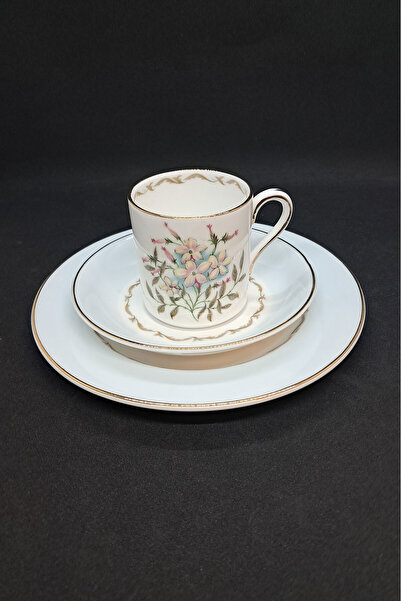 Royal Grafton Caroline Fine Bone China Antika Porselen Double Coffee 3 Pieces 120 ml