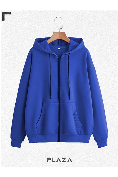 Plaza Butik Ζακέτα Fleece με κουκούλα με φερμουάρ 2 κλωστών