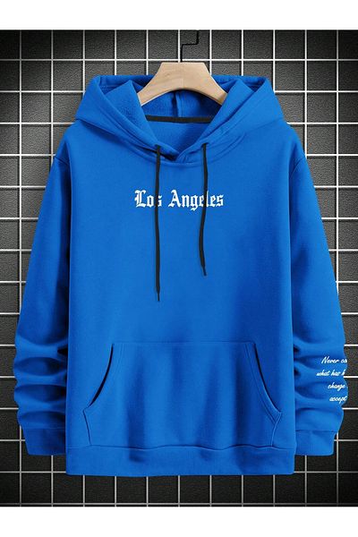 YUVEST Hanorac cu glugă cu imprimeu LOS ANGELES unisex BLACKROCK
