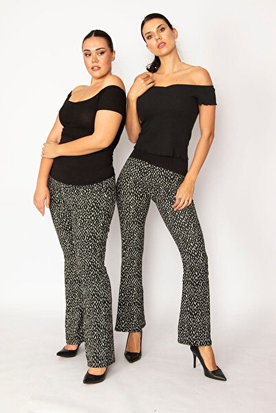 BYŞANS Women's Black Corseted Wide Leg Maternity Pants 85n5993