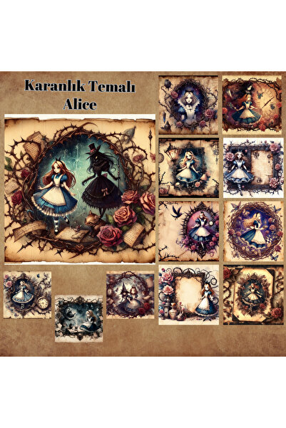 Pink Swan Craft Alice (Dark Alice) Set od 12 komada naljepnica za albume - Ma...