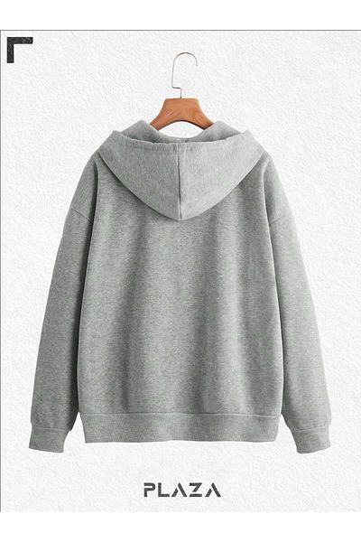 Plaza Butik Ζακέτα Fleece με κουκούλα με φερμουάρ 2 κλωστών
