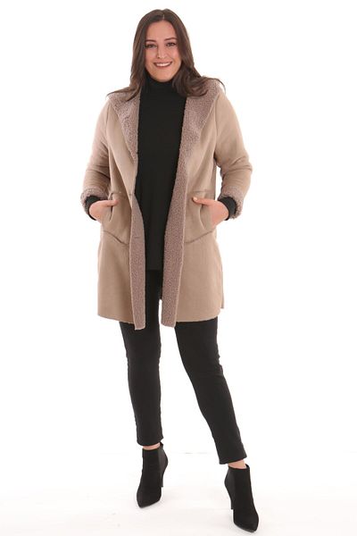 Metpoint Trend42Plus Large Size Suede Fur Inside Mink Coat