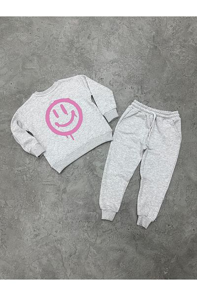KAPROLLI 100% Cotton Tracksuit Set for Kids - 3 Yarn Crew Neck Nursery School Set