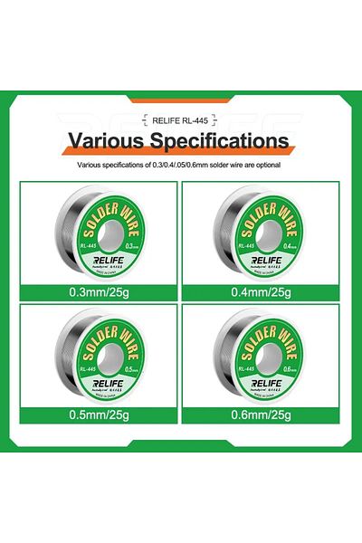 Choice 0.4mm Relife Rl-445 0.3/0.4/0.5/0.6mm High Purity Solder Wire 25g Rosin Core Tin Wire Various Electr