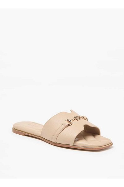 Flora Bella by Shoexpress Flora Bella Animal Print Slip-On Sandals with Logo Accent