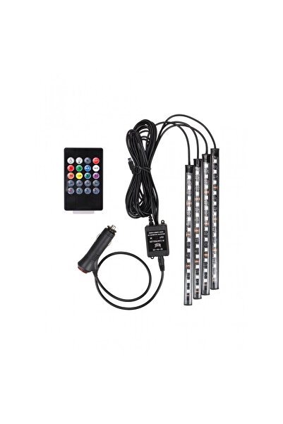 Universal Ayak Altı Led RGB Sese Duyarlı Kumandalı Arac İçi Aydınlatma 12v Çakmaklık Girişli