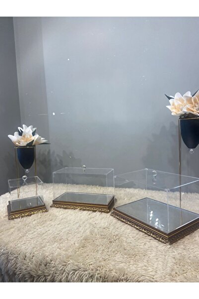 Benjamin Çeyiz 3'lü Pleksi Fanus Nişan Çeyiz Plexi Fanus