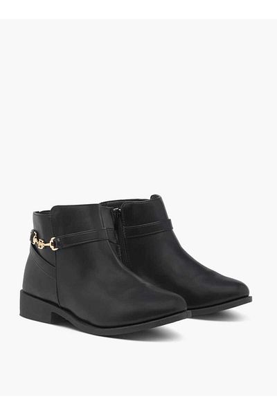 Flora Bella by Shoexpress Flora Bella Textured Ankle Boots with Zip Closure and Metal Accent