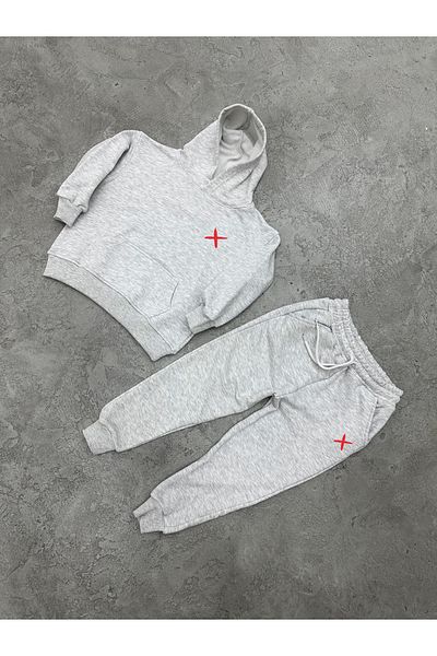KAPROLLI 100% Cotton Kids Bottom Top Tracksuit Set 3 Thread Rasterless Hooded Nursery School Set