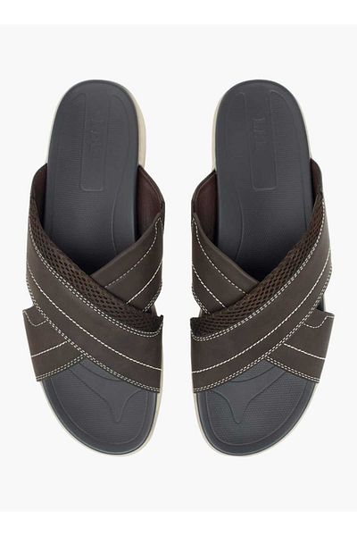 LBL by Shoexpress Stitch Detail Slip-On Cross-Strap Sandals