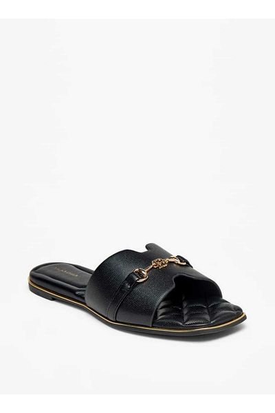 Flora Bella by Shoexpress Flora Bella Animal Print Slip-On Sandals with Logo Accent