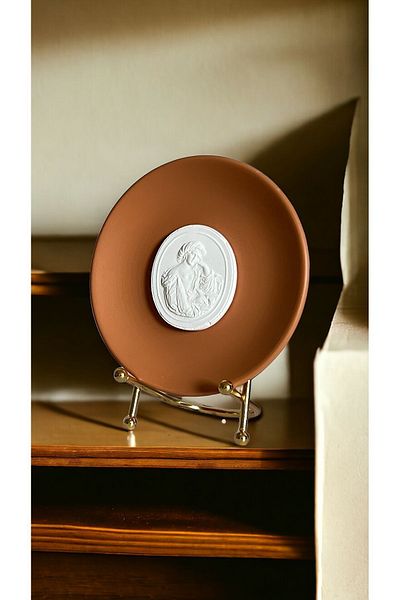 HOME DEKORİSTA Decorative Plate, Decorative Object, Brick Color Plate, Brick Color Decorative Object, Home Decorista