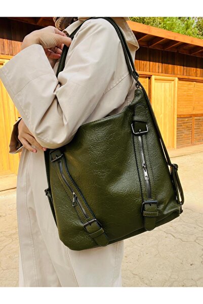 Çanta Trend Τσάντα ώμου πλάτης μεγάλου μεγέθους από μαλακό τεχνητό δέρμα