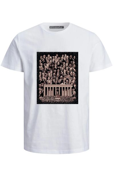 Efendioğlu Design Anıtkabir Kolaj Ataturk 10 noiembrie Tricou bărbați din bumbac cu imprimeu special