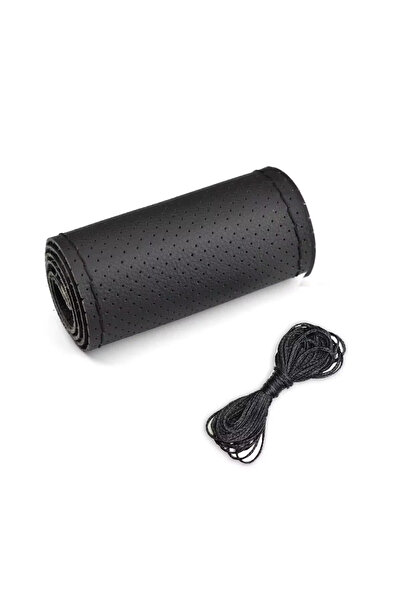 Choice غطاء عجلة قيادة سيارة أسود عالمي مصنوع من الجلد، مخيط ليناسب مقاس 38 س...