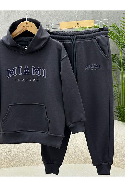 KAPROLLI 100% Cotton Kids Bottom Top Tracksuit Set 3 Thread Rasterless Hooded Nursery School Set