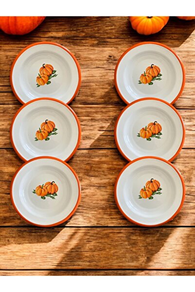 EMAYE TEZGAHI 16cm Enamel Dinner Plate - 6 Pieces Retro Presentation Fruit Set