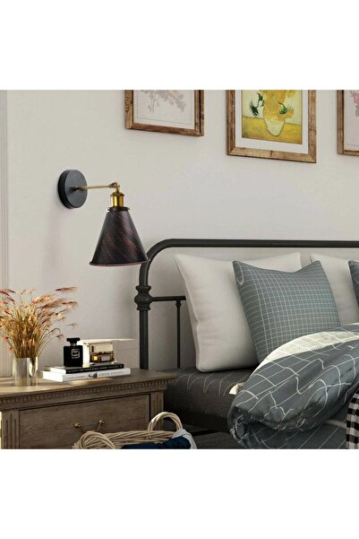 RİOLİGHT شمعدان حائط معدني برأس متحرك من VINTAGE، ريفي نحاسي، زلاجات نحاسية