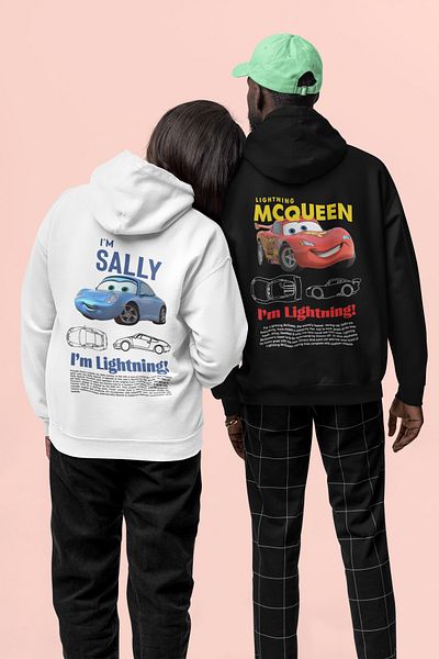 Pear Wear Sally and Mcqueen Printed Hoodie 2-Piece Combo - with Hat, Lover, 36 cm X 48 cm Print Size