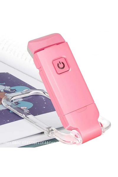 Pzsunly Pink LED USB Rechargeable Book Light Reading Light Eye Protection Night Light Portable Clip Desk Lig