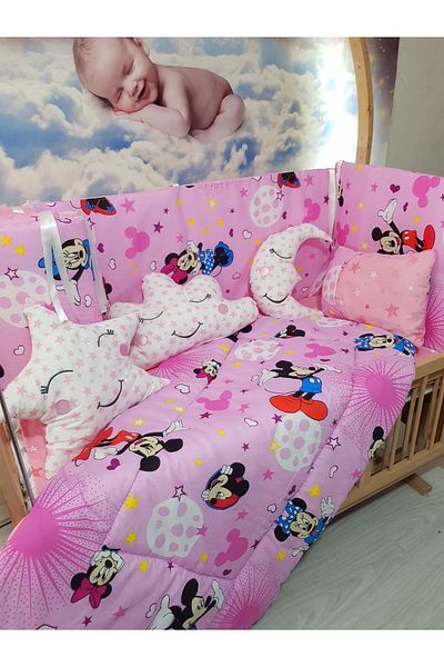Baby Clime 60X120 Pink Mickey & Minnie Baby Sleeping Set - Without Mosquito Net (Excluding Mobile Crib)