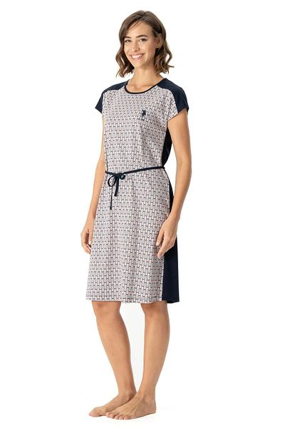 U.S. Polo Assn. Πόλο Ασν. Γυναικείο νυχτικό με μισό μανίκι με σχέδιο - Ρούχα για το σπίτι 2010KM.BO.1NN.IE.7.CL.0D1E2.EK11
